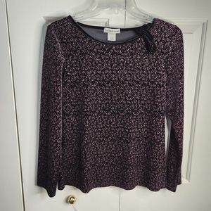 Notations Black Sequin Blouse size Small, Bow tie detail